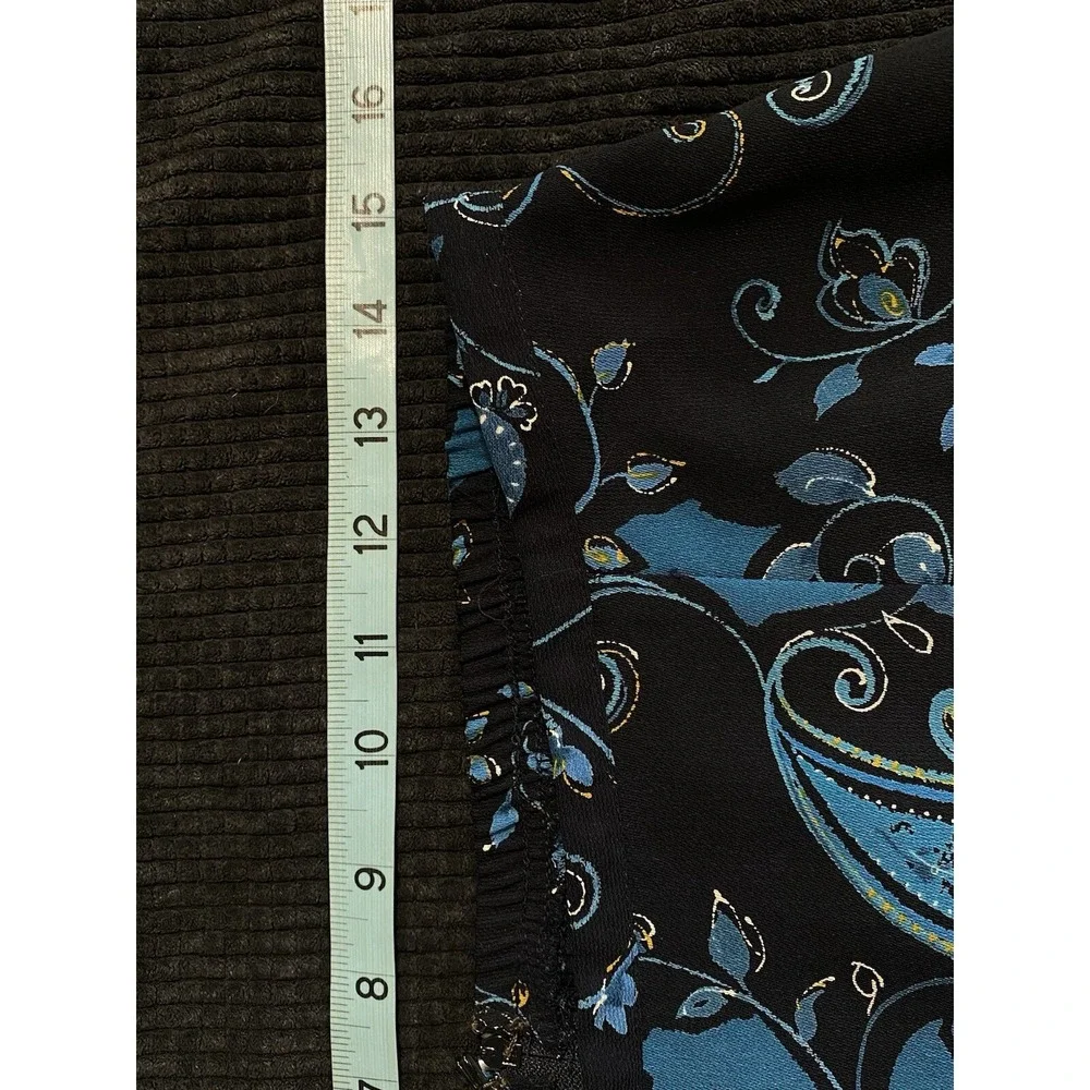 Hilliard‎ & Hanson Navy/Black/Gold Paisley Chiffon Maxi Skirt Size M Elastic Zip